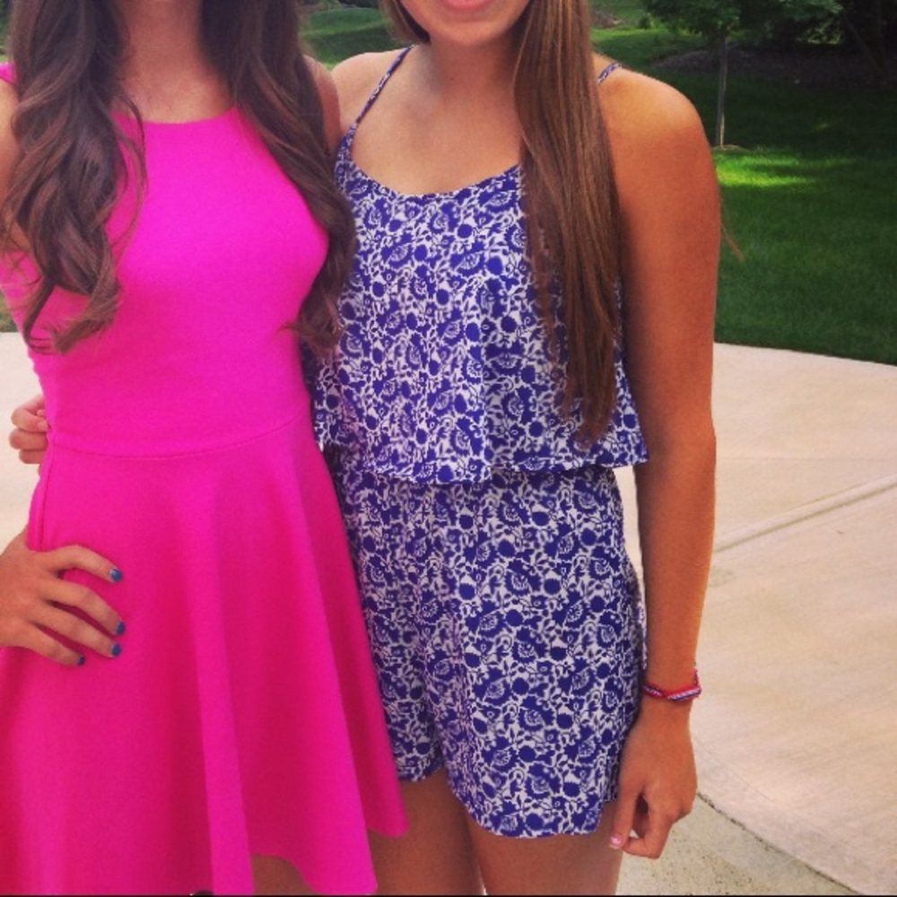 Floral blue romper